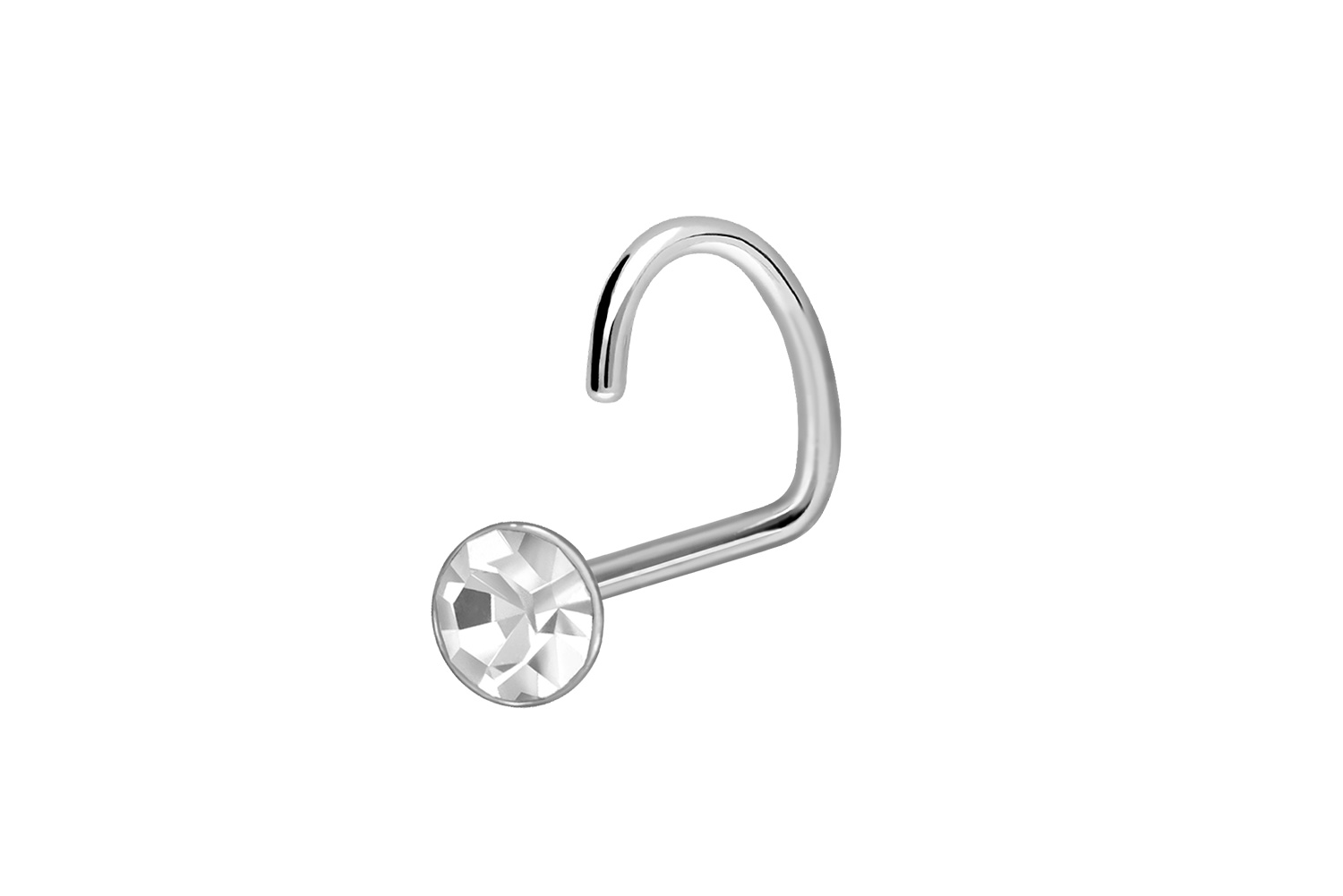 925er Silber Nasenstecker Nasenpiercing Spirale KRISTALL